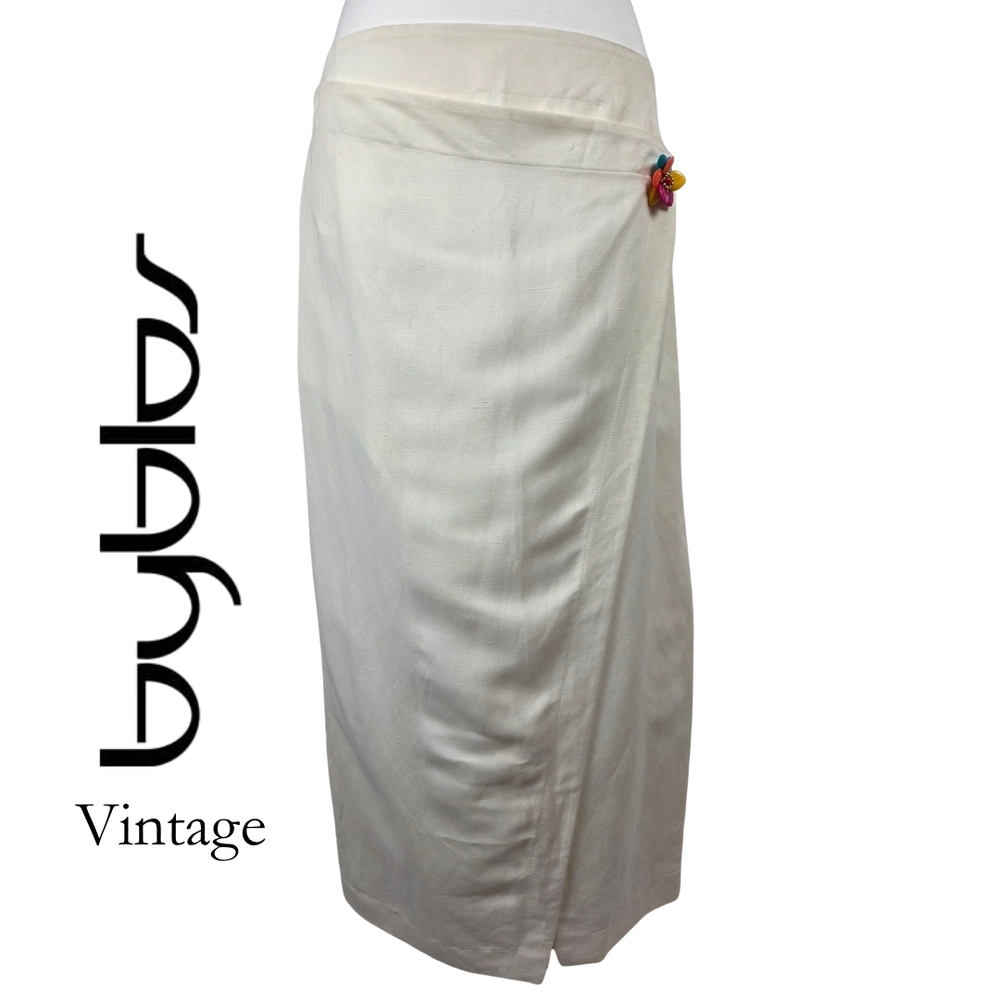 Byblos Vintage Wrap Skirt With Floral Deco